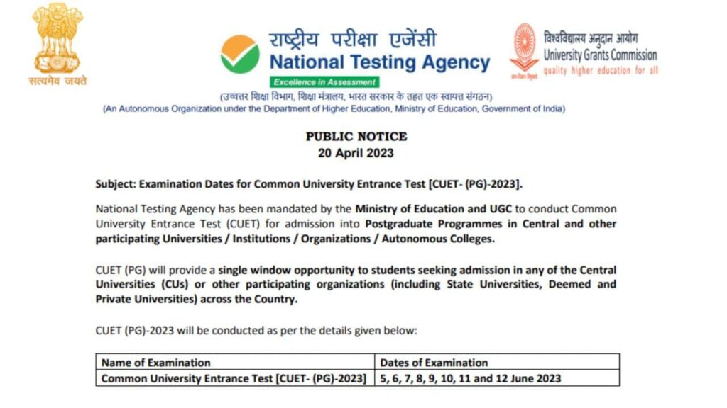 CUET PG Revised Exam Date 2023 (OUT), Time Table, Schedule » CBSE ...