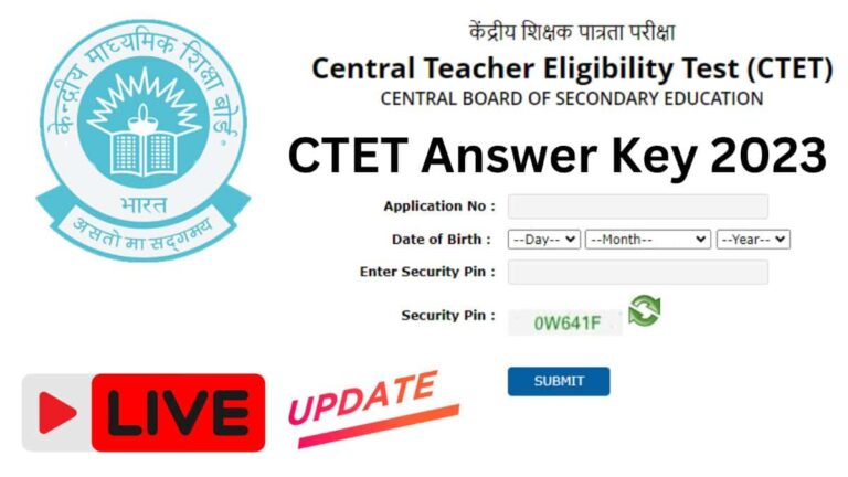 CTET Answer Key 2023 Live Updates