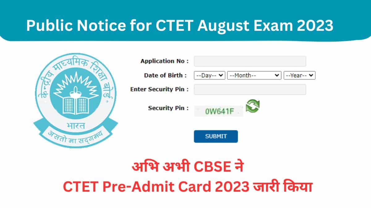 public notice for ctet august exam 2023