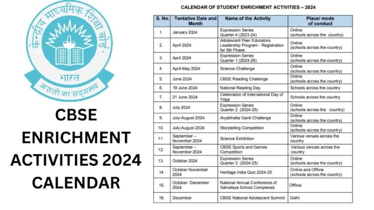 Calendar of Student Enrichment Activities 2024