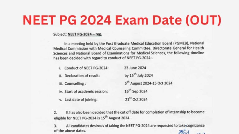 NEET PG 2024 Exam Date