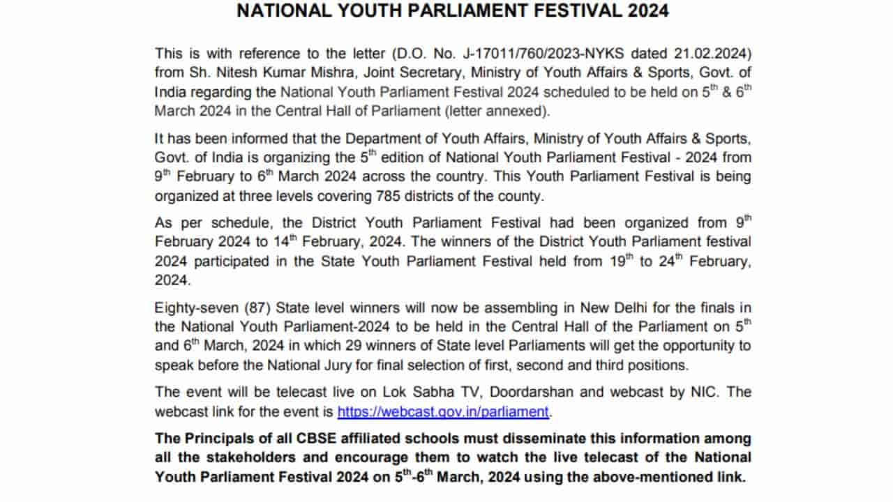National Youth Parliament Festival 2024
