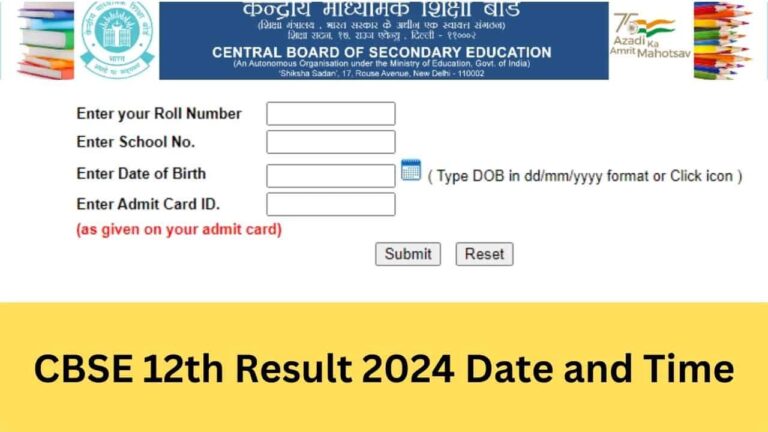CBSE 12th Result 2024 Date and Time